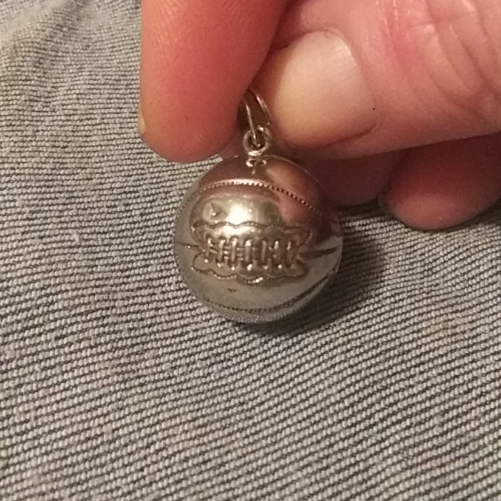 COPY - Antique Sterling Laced up Ball Charm